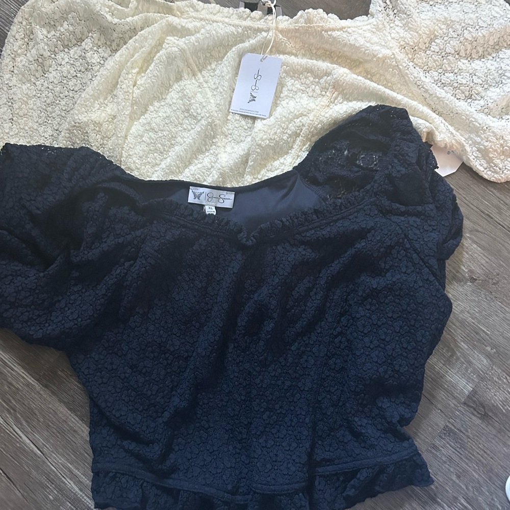 Black and Cream Women's Tops